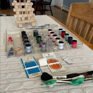 53 pc Sewing Lot-Thread/Needles/Marks Pinking Shears/Bobbins/Seam Ripper/Thimble